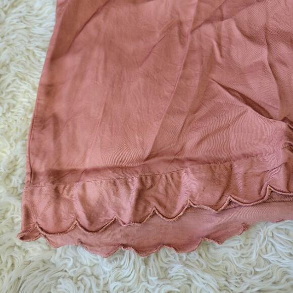 BHLDN Juniper Scalloped Heart Button Down Satin Pajama Top Shirt Blouse Small - Picture 5 of 8